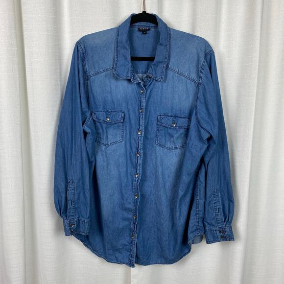 Torrid Denim Blue Button Up Shirt Sz.3 - Picture 6 of 16